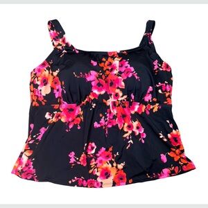 Swimwear For All Beach Belle Swimwear Black Floral Tankini Bra Top Size 22